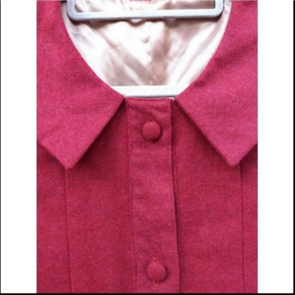 Vintage 1940s red drop waist pleated long sleeve coat midi dress large - Picture 6 of 6